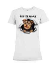 Yorkshire terrier six feet people Premium Fit Ladies Tee tile