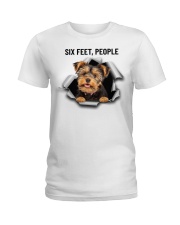 Yorkshire terrier six feet people Ladies T-Shirt tile