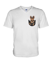 Yorkshire Terrier In Pocket V-Neck T-Shirt tile