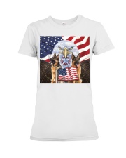 German Shepherd freedom American flag Premium Fit Ladies Tee tile