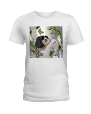 fn 5 shih tzu daisy and butterfly Ladies T-Shirt tile