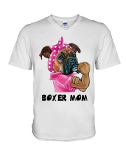 Boxer strong mom V-Neck T-Shirt tile