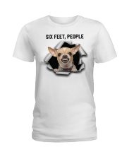 Chihuahua six feet people Ladies T-Shirt tile