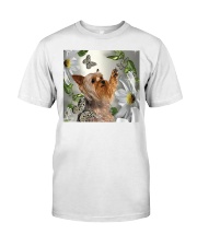 Yorkshire terrier daisy and butterfly face Premium Fit Mens Tee tile