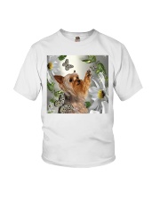Yorkshire terrier daisy and butterfly face Youth T-Shirt tile