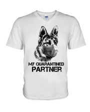 German shepherd my partner V-Neck T-Shirt tile