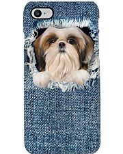 ln 5 shih tzu blue face mask Phone Case tile
