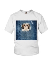 ln 5 shih tzu blue face mask Youth T-Shirt tile