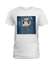 ln 5 shih tzu blue face mask Ladies T-Shirt tile