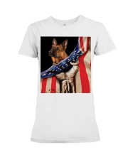 German Shepherd Hello America Premium Fit Ladies Tee tile