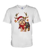 Yorkshire terrier gorgeous reindeer V-Neck T-Shirt tile
