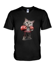 t-shirt boxing cat V-Neck T-Shirt thumbnail