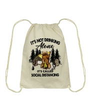 It's not drinking alone it's called social Drawstring Bag tile