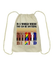 In a world where you can be anything Drawstring Bag tile