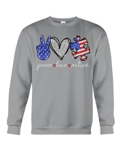 Peace love autism independence day Crewneck Sweatshirt tile