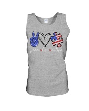 Peace love autism independence day Unisex Tank tile