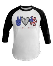 Peace love autism independence day Baseball Tee tile