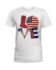 Love firefighter Independence day Ladies T-Shirt tile