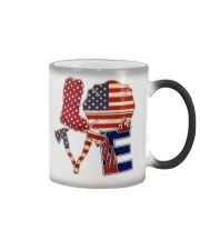 Love firefighter Independence day Color Changing Mug tile