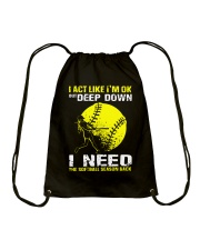 I act like I'm ok but deep down Drawstring Bag tile