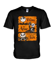 He Protec He Attac V-Neck T-Shirt tile