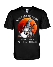Never underestimate an old man V-Neck T-Shirt tile