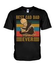 Best cat dad ever V-Neck T-Shirt tile