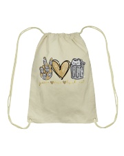 Peace Love Trash cat Drawstring Bag tile