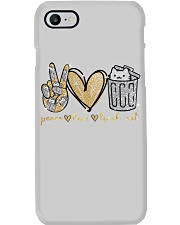 Peace Love Trash cat Phone Case tile