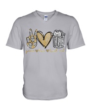Peace Love Trash cat V-Neck T-Shirt tile