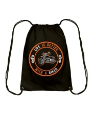 Life is better with a biker Drawstring Bag tile