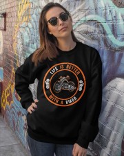 Life is better with a biker Crewneck Sweatshirt lifestyle-unisex-sweatshirt-front-3