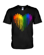 Dripping pride heart V-Neck T-Shirt tile