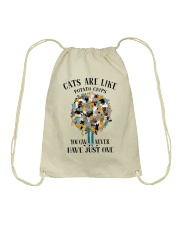 Cat are like potato chips Drawstring Bag tile