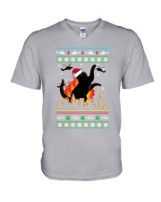 Catzilla Meowy Christmas V-Neck T-Shirt tile