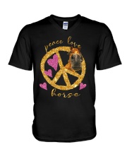 Peace love horse V-Neck T-Shirt tile