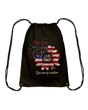 American flag sunflower Independence day Drawstring Bag tile
