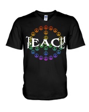 Teach peace V-Neck T-Shirt tile