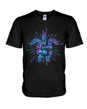 Live in the sunshine swim in the sea V-Neck T-Shirt tile