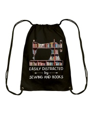 Easily distracted by sewing and books Drawstring Bag tile