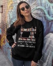 Easily distracted by sewing and books Crewneck Sweatshirt lifestyle-unisex-sweatshirt-front-3
