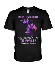 Everything hurts and you want me to smile V-Neck T-Shirt tile