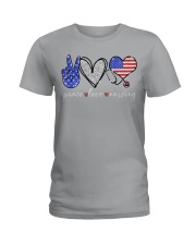 Peace love nursing independence day Ladies T-Shirt tile