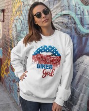 Biker girl Independence Day Crewneck Sweatshirt lifestyle-unisex-sweatshirt-front-3