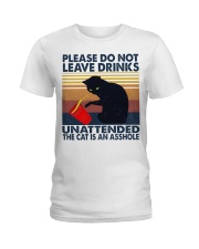 Please do not leave drinks Ladies T-Shirt tile