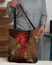 Dragon Lovers Christmas Leather Pattern Print All-over Tote aos-all-over-tote-lifestyle-front-10