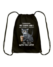 Shhh my coffee and I Drawstring Bag tile