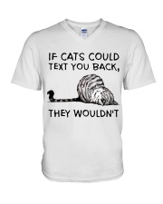 If cats could text you back V-Neck T-Shirt tile