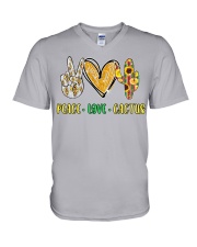 Peace love Cactus Sunflower Serape V-Neck T-Shirt tile