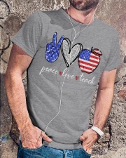 Peace love teach independence day Classic T-Shirt lifestyle-mens-crewneck-front-4